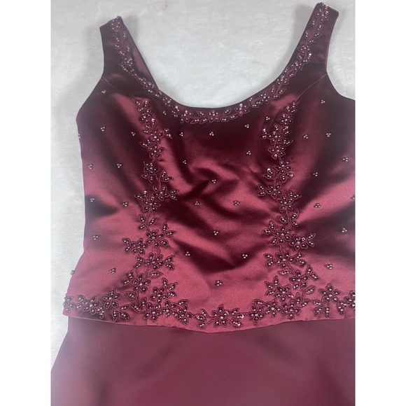 Michelangelo Dress Womens 6 Red‎ Beaded Satin Asymmetrical Hem Bridesmaid Corset - Picture 2 of 13